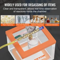 VEVOR 2 Gallon Vacuum Chamber, Upgraded Multipurpose Acrylic Vacuum Degassing Chamber, Transparent Vacuum Chamber, for Resin Degassing, Silica Gel Degassing, Gypsum Degassing and Vacuum Extraction