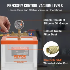 VEVOR 2 Gallon Vacuum Chamber, Upgraded Multipurpose Acrylic Vacuum Degassing Chamber, Transparent Vacuum Chamber, for Resin Degassing, Silica Gel Degassing, Gypsum Degassing and Vacuum Extraction