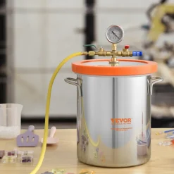VEVOR 5 Gallon Vacuum Chamber, Upgraded Tempered Glass Lid Vacuum Degassing Chamber, 304 Stainless Steel Chamber, for Stabilizing Wood, Resin Degassing, Silicone Degassing and Plaster Degassing