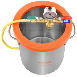 VEVOR 3 Gallon Vacuum Chamber, Upgraded Tempered Glass Lid Vacuum Degassing Chamber, 304 Stainless Steel Chamber, for Stabilizing Wood, Resin Degassing, Silicone Degassing and Plaster Degassing