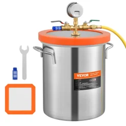 VEVOR 3 Gallon Vacuum Chamber, Upgraded Tempered Glass Lid Vacuum Degassing Chamber, 304 Stainless Steel Chamber, for Stabilizing Wood, Resin Degassing, Silicone Degassing and Plaster Degassing