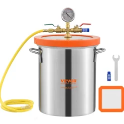 VEVOR 3 Gallon Vacuum Chamber, Upgraded Tempered Glass Lid Vacuum Degassing Chamber, 304 Stainless Steel Chamber, for Stabilizing Wood, Resin Degassing, Silicone Degassing and Plaster Degassing