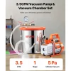 VEVOR 3 Gallon Vacuum Chamber with Pump, 3.5 CFM, Stainless Steel Degassing Chamber Kit, Single Stage Vacuum Pump, Tempered Glass Lid, 4.92 ft Hose, Oil, for Stabilizing Wood Degassing Silicone Resin