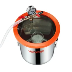 VEVOR 3 Gallon Vacuum Chamber with Pump, 3.5 CFM, Stainless Steel Degassing Chamber Kit, Single Stage Vacuum Pump, Tempered Glass Lid, 4.92 ft Hose, Oil, for Stabilizing Wood Degassing Silicone Resin