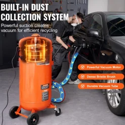 VEVOR 28 Gallon Vacuum Sand Blaster, Dustless Sandblaster with Built-in 1200W Vacuum System for Dust Control and Abrasive Recycle, 60-110 PSI Heavy Duty Abrasive Blasting Machine