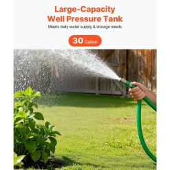 VEVOR 30-Gallon Vertical Well Pressure Tank, Pre-Charged Pressurized Water Tank for Well Pumps, Heavy-Duty Carbon Steel Water Storage Container for Home, School, Farm & Irrigation Systems
