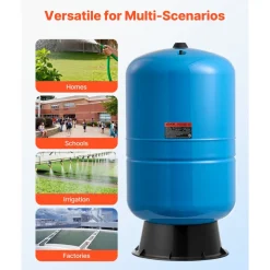 VEVOR 30-Gallon Vertical Well Pressure Tank, Pre-Charged Pressurized Water Tank for Well Pumps, Heavy-Duty Carbon Steel Water Storage Container for Home, School, Farm & Irrigation Systems