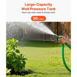 VEVOR 20-Gallon Vertical Well Pressure Tank, Pre-Charged Pressurized Water Tank for Well Pumps, Heavy-Duty Carbon Steel Water Storage Container for Home, School, Farm & Irrigation Systems