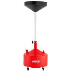 VEVOR 8 Gallon Waste Oil Drain Tank, Industrial Fluid Drain Tank with Adjustable Funnel Height, Portable Oil Drainer with Wheels, Fluid Fuel Transfer Drainage for Auto Repair Shops, Garages, Red