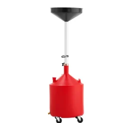 VEVOR 18 Gallon Waste Oil Drain Tank, Industrial Fluid Drain Tank with Adjustable Funnel Height, Portable Oil Drainer with Wheels, Fluid Fuel Transfer Drainage for Auto Repair Shops, Garages, Red