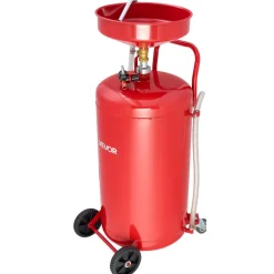 VEVOR 25 Gallon Waste Oil Drain Tank, Air Operated Portable Oil Drainer with Adjustable Funnel Height, Industrial Fluid Drain Tank with Wheels, Fluid Fuel Transfer Drainage for Auto Repair Shops, Red