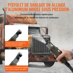 VEVOR 10Gal/40L Sandblaster Equipped with Nozzle Shut-Off Valve Pressure Gauge Ceramic Nozzle 2.5m Hose Filling Funnel Watertrap 6" Rubber Wheels Grit Power Sand Blasters Portable Sandblasting Equipm