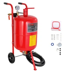 VEVOR 10Gal/40L Sandblaster Equipped with Nozzle Shut-Off Valve Pressure Gauge Ceramic Nozzle 2.5m Hose Filling Funnel Watertrap 6