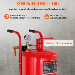 VEVOR 10Gal/40L Sandblaster Equipped with Nozzle Shut-Off Valve Pressure Gauge Ceramic Nozzle 2.5m Hose Filling Funnel Watertrap 6