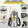 VEVOR 1.5Gal Stainless Steel Sprayer, Set with 16" Wand& Handle& 3.3FT Reinforced Hose, Hand Pump Sprayer with Pressure Gauge&Safety Valve, Adjustable Nozzle Suitable for Gardening& Sanitizing
