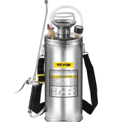 VEVOR 2Gal Stainless Steel Sprayer, Set with 20" Wand& Handle& 3FT Reinforced Hose, Hand Pump Sprayer with Pressure Gauge&Safety Valve, Adjustable Nozzle Suitable for Gardening and Sanitizing