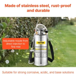 VEVOR 2Gal Stainless Steel Sprayer, Set with 20