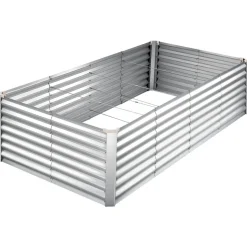VEVOR Galvanized Raised Garden Bed, 8 x 4 x 2 ft, Rectangular Metal Planter Box Kit Outdoor, Bottomless Elevated Planting Box with Gloves, Rustproof Alu-Zinc, for Growing Flowers Vegetables, Silver