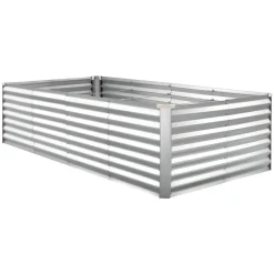 VEVOR Galvanized Raised Garden Bed, 8 x 4 x 2 ft, Rectangular Metal Planter Box Kit Outdoor, Bottomless Elevated Planting Box with Gloves, Rustproof Alu-Zinc, for Growing Flowers Vegetables, Silver