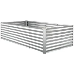 VEVOR Galvanized Raised Garden Bed, 8 x 4 x 2 ft, Rectangular Metal Planter Box Kit Outdoor, Bottomless Elevated Planting Box with Gloves, Rustproof Alu-Zinc, for Growing Flowers Vegetables, Silver