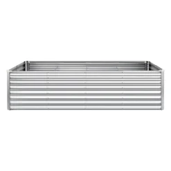 VEVOR Galvanized Raised Garden Bed, 8 x 4 x 2 ft, Rectangular Metal Planter Box Kit Outdoor, Bottomless Elevated Planting Box with Gloves, Rustproof Alu-Zinc, for Growing Flowers Vegetables, Silver