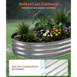 VEVOR Galvanized Raised Garden Bed, 6.67 x 3.35 x 1.51 ft, Rectangular Metal Planter Box Kit Outdoor, Rustproof Elevated Planting Box with Gloves, Alu-Zinc, for Growing Flowers Vegetables, Dark Green