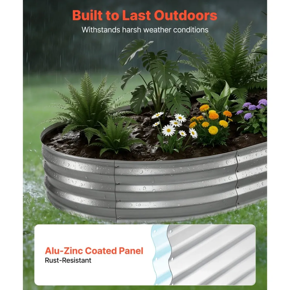 VEVOR Galvanized Raised Garden Bed, 6.67 x 3.35 x 1.51 ft, Rectangular Metal Planter Box Kit Outdoor, Rustproof Elevated Planting Box with Gloves, Alu-Zinc, for Growing Flowers Vegetables, Dark Green