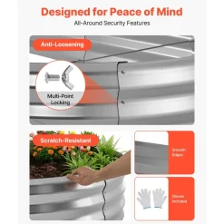 VEVOR Galvanized Raised Garden Bed, 6.67 x 3.35 x 1.51 ft, Rectangular Metal Planter Box Kit Outdoor, Rustproof Elevated Planting Box with Gloves, Alu-Zinc, for Growing Flowers Vegetables, Dark Green