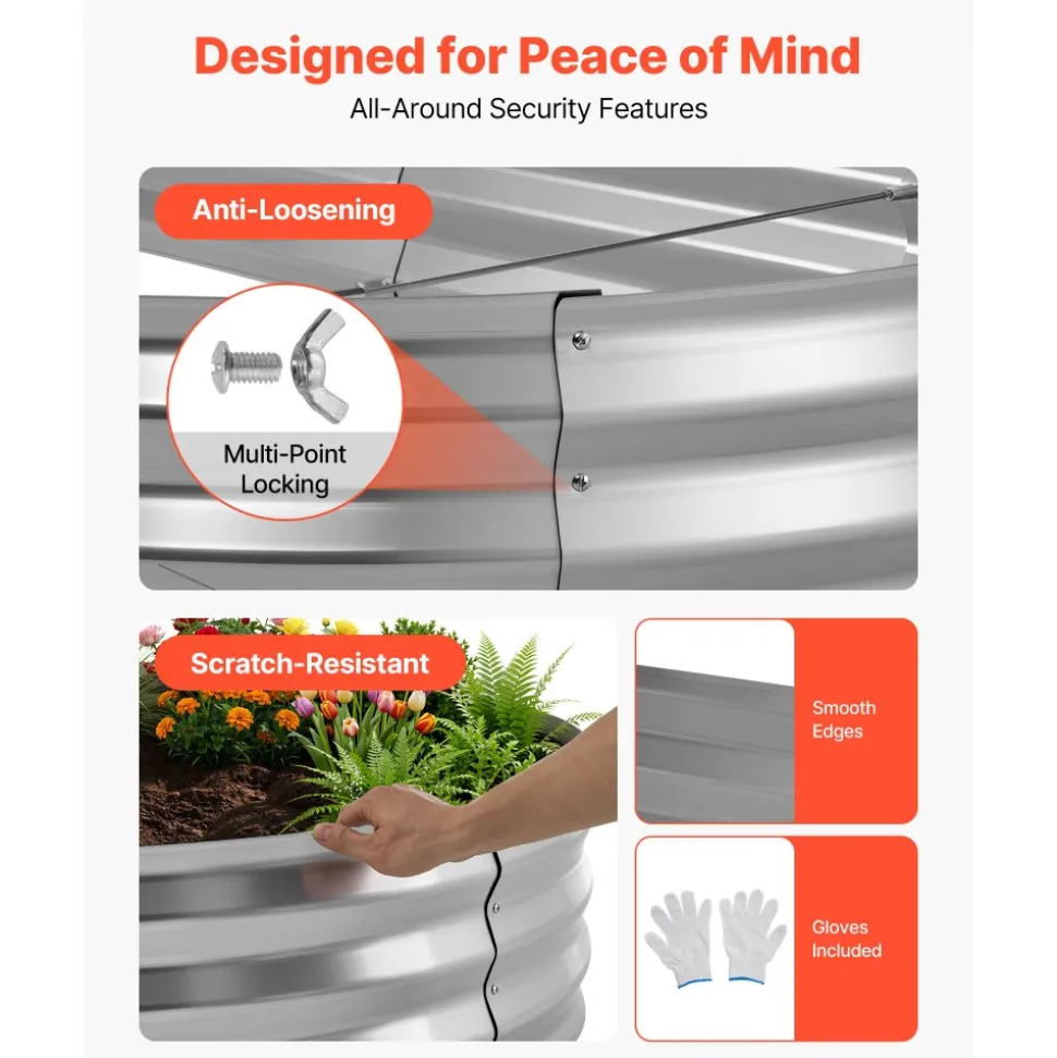 VEVOR Galvanized Raised Garden Bed, 6.67 x 3.35 x 1.51 ft, Rectangular Metal Planter Box Kit Outdoor, Rustproof Elevated Planting Box with Gloves, Alu-Zinc, for Growing Flowers Vegetables, Dark Green