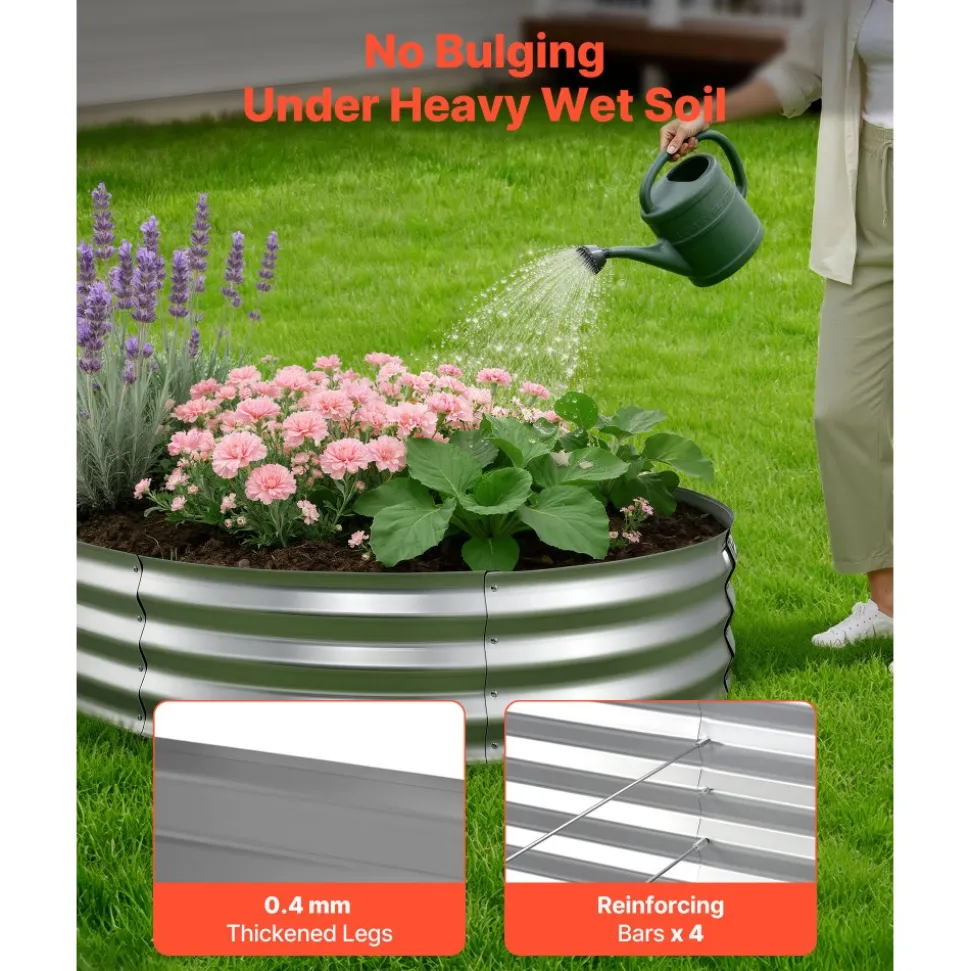 VEVOR Galvanized Raised Garden Bed, 6.67 x 3.35 x 1.51 ft, Rectangular Metal Planter Box Kit Outdoor, Rustproof Elevated Planting Box with Gloves, Alu-Zinc, for Growing Flowers Vegetables, Dark Green