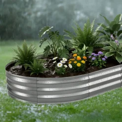 VEVOR Galvanized Raised Garden Bed, 6.67 x 3.35 x 1.51 ft, Rectangular Metal Planter Box Kit Outdoor, Rustproof Elevated Planting Box with Gloves, Alu-Zinc, for Growing Flowers Vegetables, Dark Green