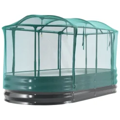 VEVOR Galvanized Raised Garden Bed, 6 x 3 x 1 ft, with Self Watering System and Mesh Cover, Oval Metal Planter Box Kit Outdoor, Rustproof Alu-Zinc, for Planting Flowers Fruits Vegetables, Dark Gray