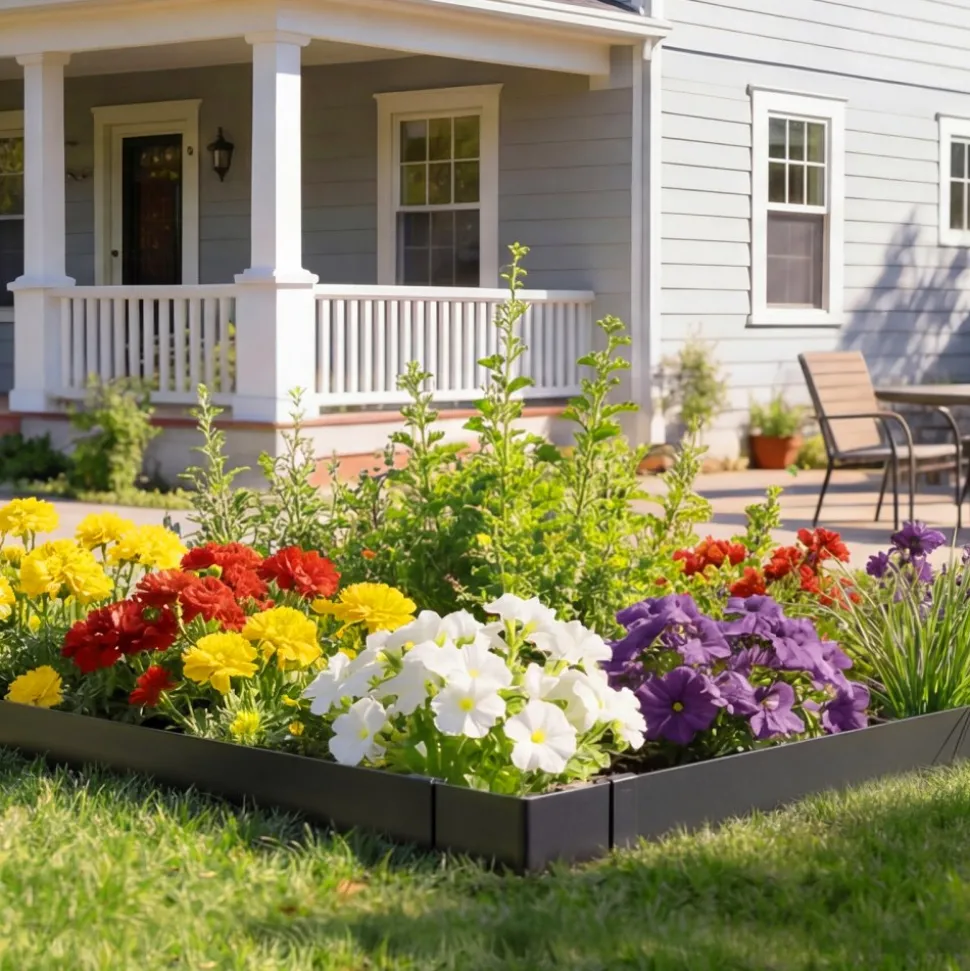 VEVOR Galvanized Steel Landscape Edging, 10-Pack 40 x 4.5 Inch Metal Edging for Landscaping with 11 Mounting Clips, Heavy Duty Metal Garden Edge Border for Flower Bed, Yard Pathway, Black