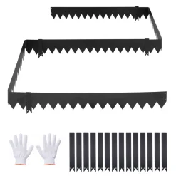 VEVOR Galvanized Steel Landscape Edging, 12-Pack 40 x 8 Inch Metal Edging for Landscaping with 14 Mounting Clips, Heavy Duty Metal Garden Edge Border for Flower Bed, Yard Pathway, Black