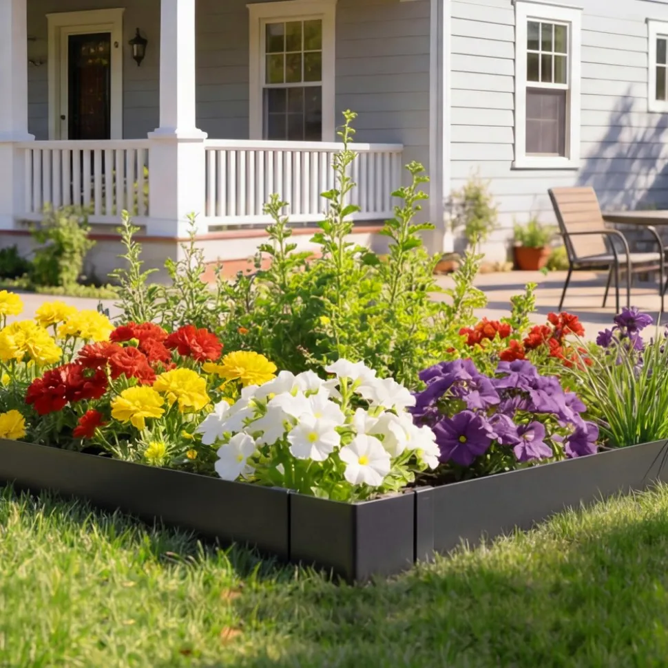 VEVOR Galvanized Steel Landscape Edging, 30-Pack 40 x 6 Inch Metal Edging for Landscaping with 32 Mounting Clips, Heavy Duty Metal Garden Edge Border for Flower Bed, Yard Pathway, Black