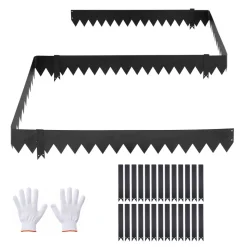 VEVOR Galvanized Steel Landscape Edging, 30-Pack 40 x 6 Inch Metal Edging for Landscaping with 32 Mounting Clips, Heavy Duty Metal Garden Edge Border for Flower Bed, Yard Pathway, Black