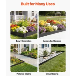 VEVOR Galvanized Steel Landscape Edging, 24-Pack 40 x 6 Inch Metal Edging for Landscaping with 26 Mounting Clips, Heavy Duty Metal Garden Edge Border for Flower Bed, Yard Pathway, Black