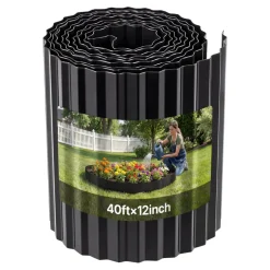 VEVOR Galvanized Steel Landscape Edging, 40 ft x 12 in Metal Edging for Landscaping with Gloves, Easy-to-Install Bendable Metal Strips, Heavy Duty Metal Garden Edge Border for Flower Bed, Yard Pathway