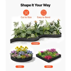 VEVOR Galvanized Steel Landscape Edging, 40 ft x 12 in Metal Edging for Landscaping with Gloves, Easy-to-Install Bendable Metal Strips, Heavy Duty Metal Garden Edge Border for Flower Bed, Yard Pathway