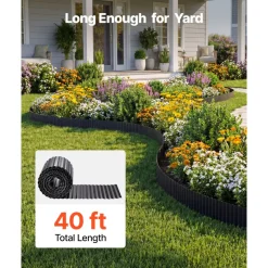 VEVOR Galvanized Steel Landscape Edging, 40 ft x 12 in Metal Edging for Landscaping with Gloves, Easy-to-Install Bendable Metal Strips, Heavy Duty Metal Garden Edge Border for Flower Bed, Yard Pathway
