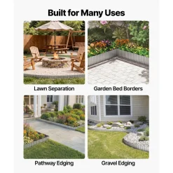 VEVOR Galvanized Steel Landscape Edging, 50 ft x 6 in Metal Edging for Landscaping with Gloves, Easy-to-Install Bendable Metal Strips, Heavy Duty Metal Garden Edge Border for Flower Bed, Yard Pathway