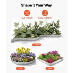 VEVOR Galvanized Steel Landscape Edging, 50 ft x 6 in Metal Edging for Landscaping with Gloves, Easy-to-Install Bendable Metal Strips, Heavy Duty Metal Garden Edge Border for Flower Bed, Yard Pathway