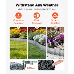 VEVOR Galvanized Steel Landscape Edging, 50 ft x 6 in Metal Edging for Landscaping with Gloves, Easy-to-Install Bendable Metal Strips, Heavy Duty Metal Garden Edge Border for Flower Bed, Yard Pathway