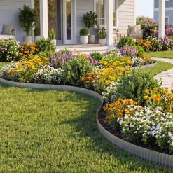 VEVOR Galvanized Steel Landscape Edging, 50 ft x 6 in Metal Edging for Landscaping with Gloves, Easy-to-Install Bendable Metal Strips, Heavy Duty Metal Garden Edge Border for Flower Bed, Yard Pathway