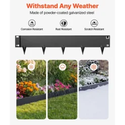 VEVOR Galvanized Steel Landscape Edging, 6-Pack 40 x 8.15 Inch Metal Edging for Landscaping with Gloves, Easy-to-Install, Heavy Duty Metal Garden Edge Border for Flower Bed, Yard Pathway