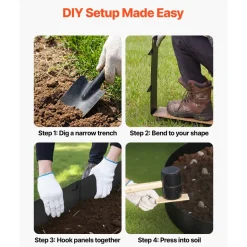 VEVOR Galvanized Steel Landscape Edging, 6-Pack 40 x 8.15 Inch Metal Edging for Landscaping with Gloves, Easy-to-Install, Heavy Duty Metal Garden Edge Border for Flower Bed, Yard Pathway