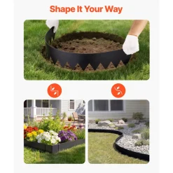 VEVOR Galvanized Steel Landscape Edging, 6-Pack 40 x 6 Inch Metal Edging for Landscaping with 6 Mounting Clips, Bendable Metal Garden Edge Border for Flower Bed, Yard Pathway, Black