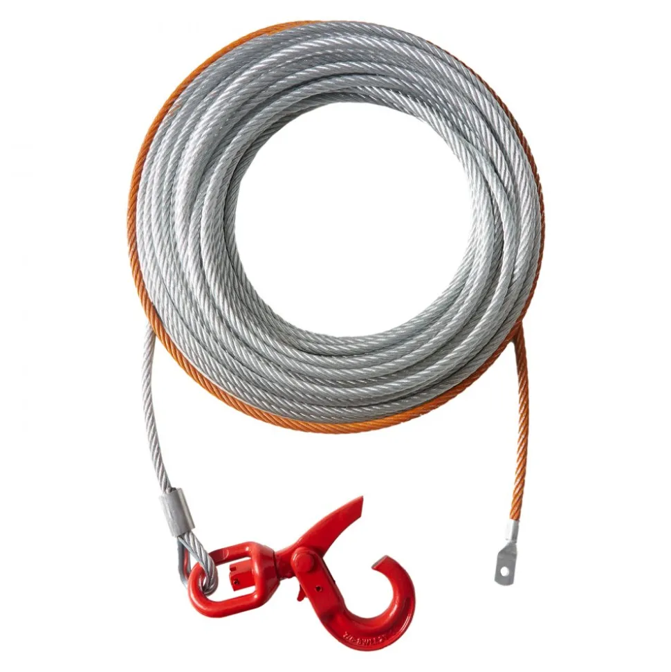 VEVOR Galvanized Steel Winch Cable, 3/8 Inch x 100 Feet 15,200 lbs Breaking Strength, Wire Winch Rope with Swivel Hook, Towing Cable Heavy Duty, Universal Fit for SUV, Large Off-Road Vehicle, Truck