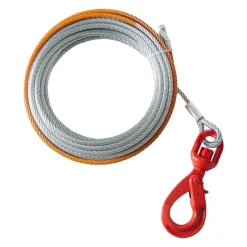 VEVOR Galvanized Steel Winch Cable, 3/8 Inch x 100 Feet 15,200 lbs Breaking Strength, Wire Winch Rope with Swivel Hook, Towing Cable Heavy Duty, Universal Fit for SUV, Large Off-Road Vehicle, Truck