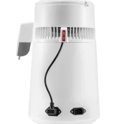VEVOR 1.1Gal Water Distiller, 0.3Gal/H, 750W Distilled Water Maker Machine 0-99H Timing Dual Temp Display, 304 Stainless Steel Countertop Distiller Glass Carafe Cleaning Powder 3 Carbon Packs, Red